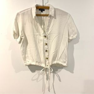 White Cinch Waist Blouse